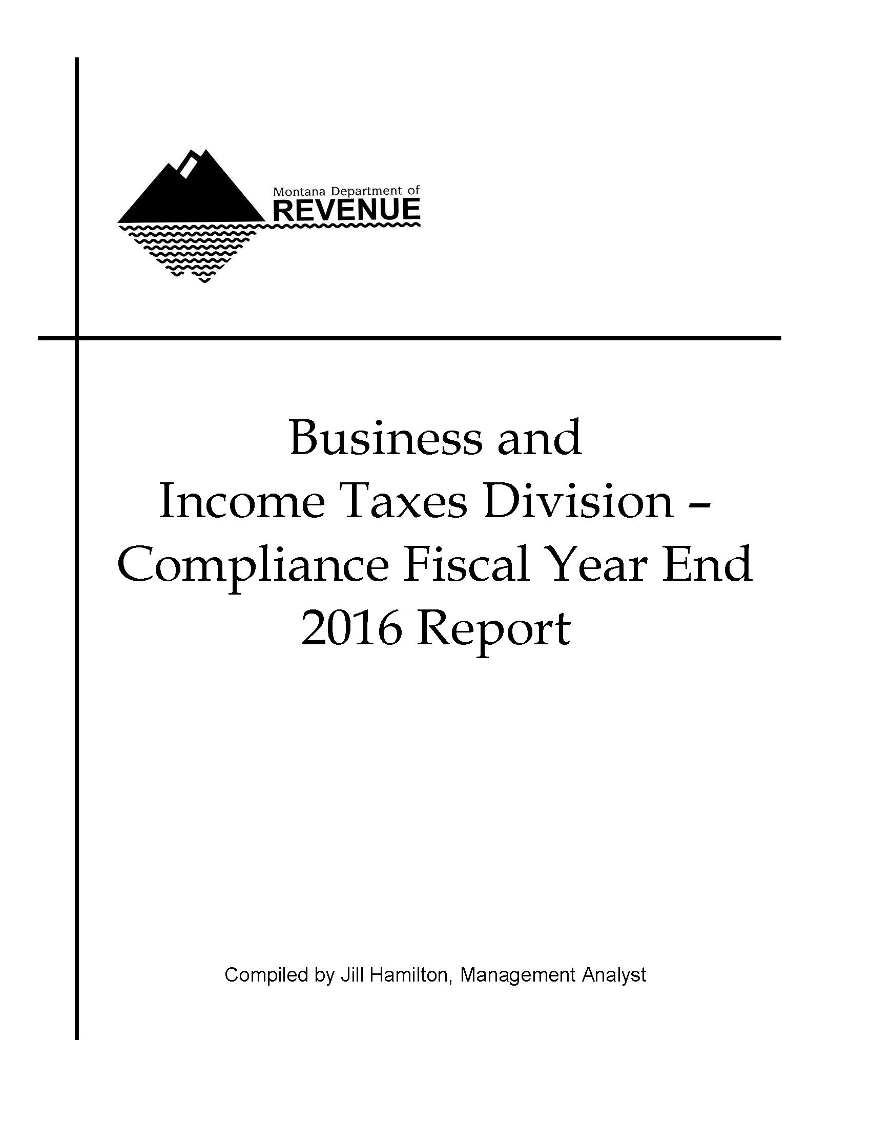 2016 Compliance Fiscal Year End Report Cover