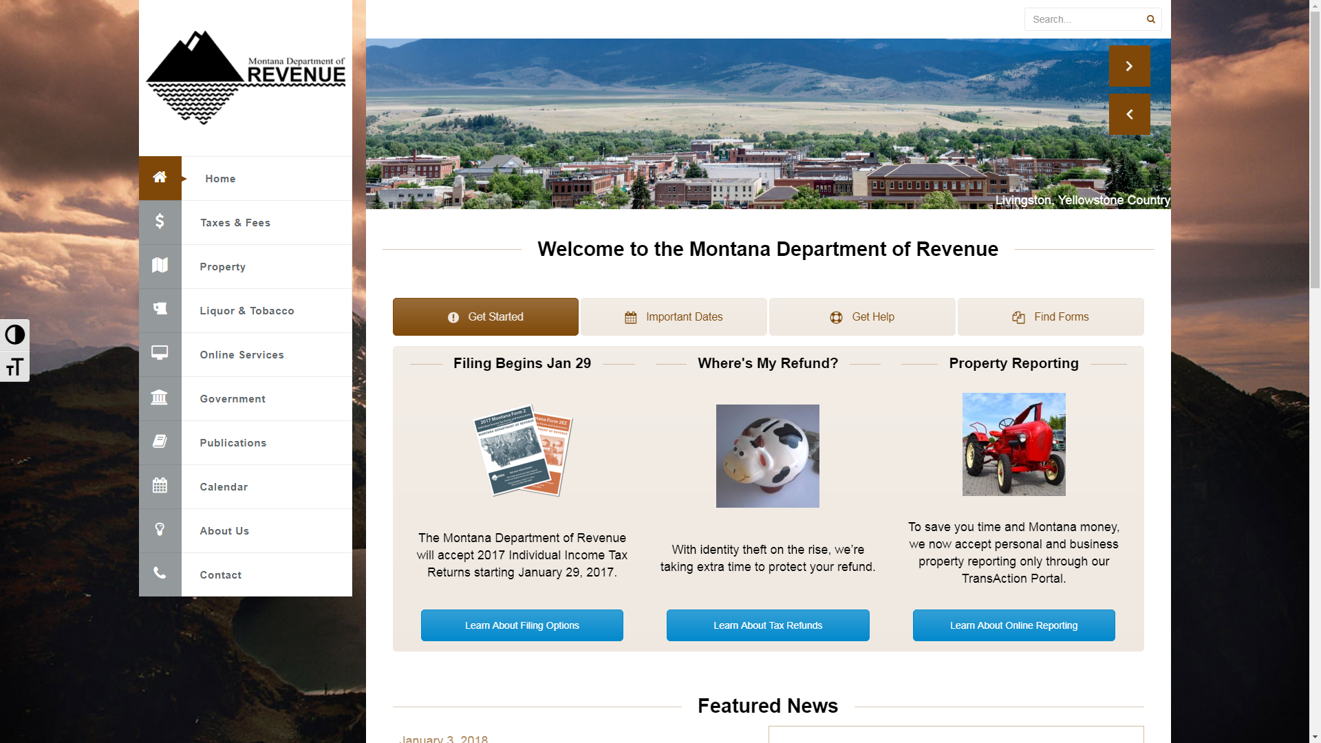 to the New MTRevenue.Gov Montana Department of Revenue