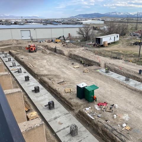 View of concrete foundation work