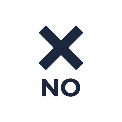 Icon depicting a crossed-out circle with the word 'NO' in the center.