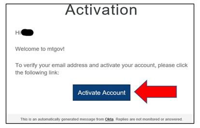 Screenshot of the Okta activation email