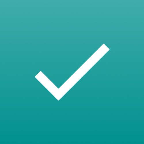 A simple check mark on a teal background