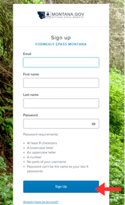 Okta Sign up Screen