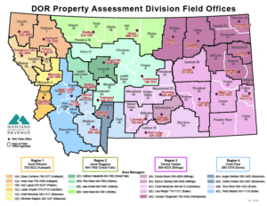 Map depicting Department of Revenue Property Assessment Division Field Offices