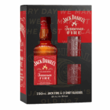 25 JACK DANIELS TENN FIRE W/2-SHOT GLS